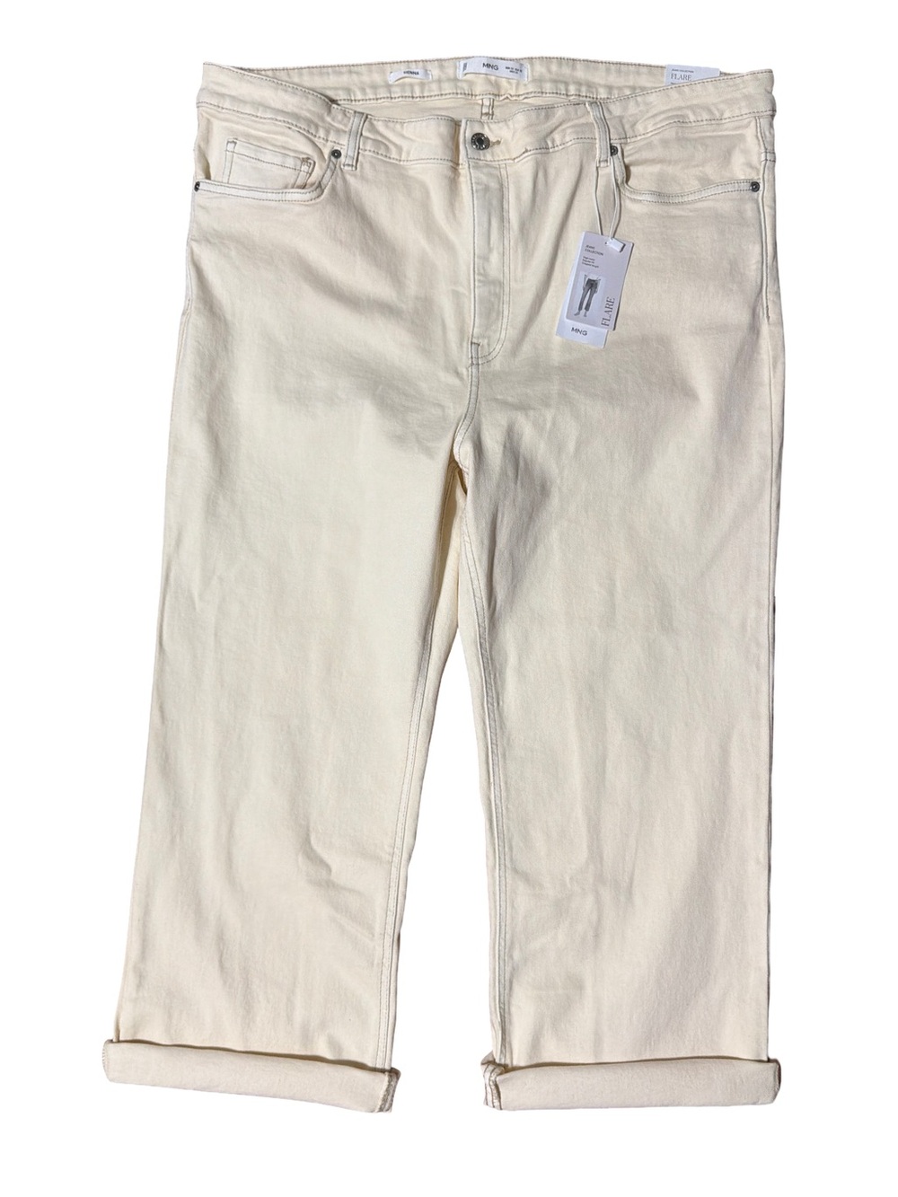 Mango Cream Cropped Sienna Flare Jeans- Size 22 Plus